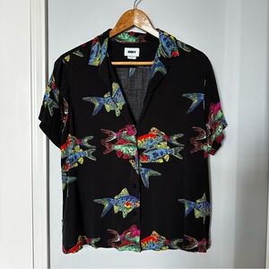 SOLD - OBEY Fish Button Up Sz MED